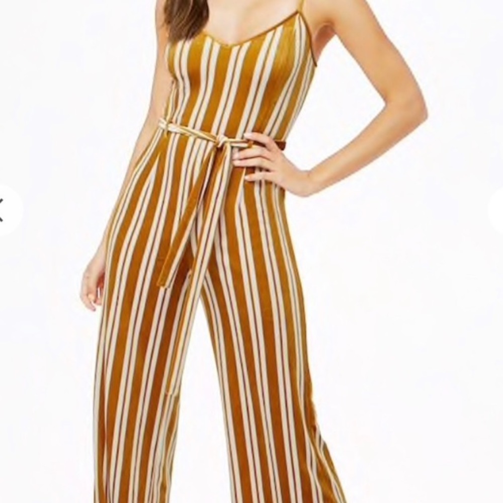 Women’s size S: Gold $ white strip jumpsuit